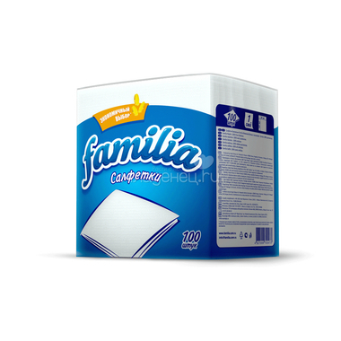 Салфетки бумажные Familia 100 шт., белые, 24x24 1