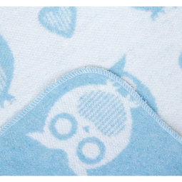 Одеяло Споки Ноки хлопковое подарочная упаковка Совы и сердечки Голубой