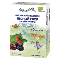Чай детский Fleur Alpine Organic 30 гр (20 пакетиков) Лесной сбор с пребиотиками (с 5 мес)
