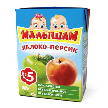 Нектар Малышам 200 мл (тетрапак) Яблочно-персиковый с мякотью (с 5 мес) 0