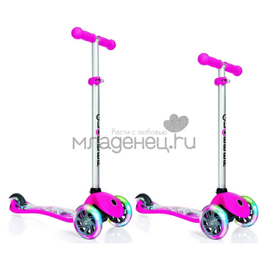Самокат Globber Primo Fantasy с 3 светящимися колесами Big Flowers Neon Pink 0