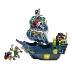 Игровой набор Keenway Приключения пиратов. Битва за остров (корабль с зелёным парусом, фигурки пиратов)