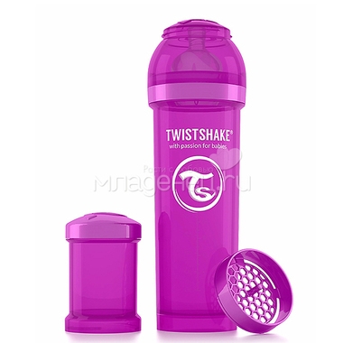 Бутылочка Twistshake 330 мл Антиколиковая (с 0 мес) фиолетовая 0