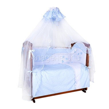 Комплект в кроватку Ангелочки Бабочки из 7 предметов Голубой 0
