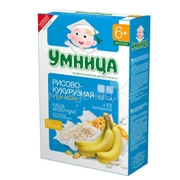 Каша Умница молочная 200 гр Рисово кукурузная с бананом (с 6 мес)