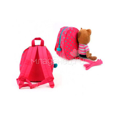 Рюкзак детский Winghouse с игрушкой и поводком 19х22х9см Мишка Розовый 1