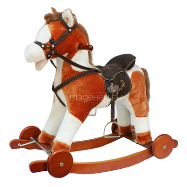 Качалка-Лошадка Pituso Fandango с колесами Рыжий с белым с шарфиком 0