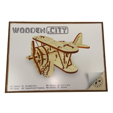 Механическая модель Wooden City Биплан (63 детали) 0