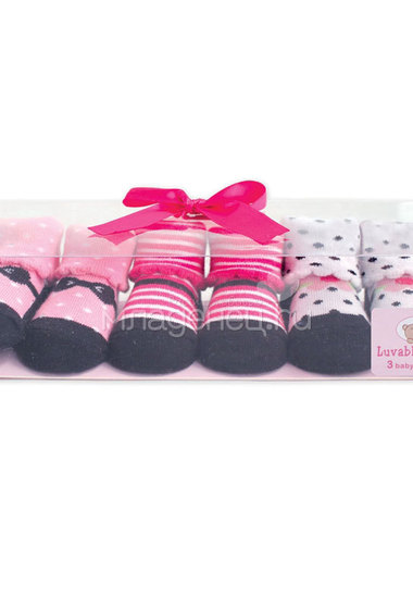 Комплект Luvable Friends Носочки в подарочной упаковке, 3 пары, цвет розовый  0