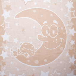 Одеяло Споки Ноки хлопковое подарочная упаковка отделка оверлок Дизайн Луна и малыш Бежевый