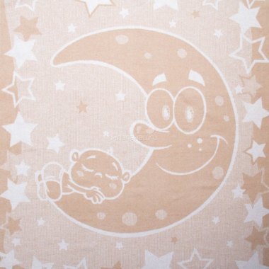 Одеяло Споки Ноки хлопковое подарочная упаковка отделка оверлок Дизайн Луна и малыш Бежевый 1