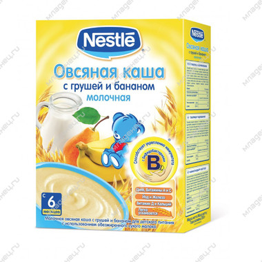 Каша Nestle молочная 500 гр Овсяная с грушей и бананом (с 6 мес) 0