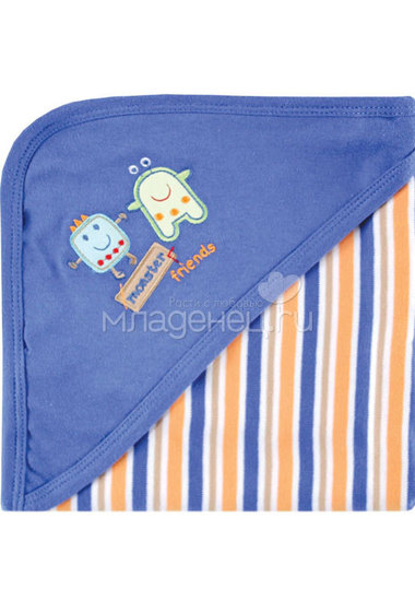 Пеленальное одеяльце с капюшоном Hudson Baby Маленький монстр, цвет синий  0