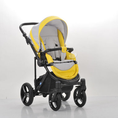 Коляска 3в1 Mr Sandman Vector Premium (50% кожа) Желтый Перфорированный/Светло-Серый 1