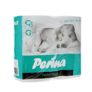 Туалетная бумага Perina Perfect White (3 слоя) 4 шт 0