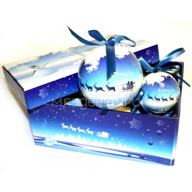 Набор шаров Winter Wings блестящих Крайний север 5 см 6 см 7.5 см 6 штук в подарочной коробке 0