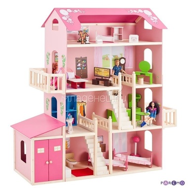 Кукольный домик PAREMO Нежность: 28 предметов мебели, 2 лестницы, гараж 1