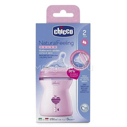 Бутылочка Chicco Natural Feeling (с 2 мес) 250 мл розовая