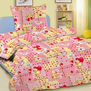Комплект постельного белья детский Letto Барни 1.5 спальный с наволочкой 50х70 Розовый 0