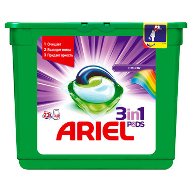 Капсулы для стирки Ariel 3 в 1 PODS Color 23 X 28,8г 1