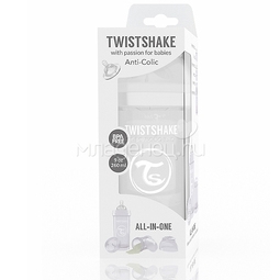 Бутылочка Twistshake 260 мл Антиколиковая (с 0 мес) белая