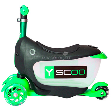 Каталка-самокат 3в1 Y-SCOO Mini Jump&Go со светящими колесами Green 4