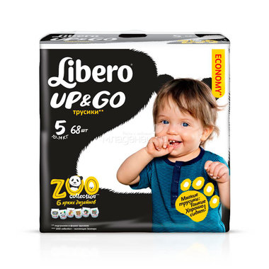 Трусики Libero Up&Go Zoo Collection Size 5 (10-14кг) 68 шт 0