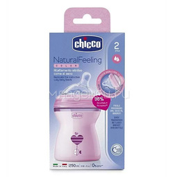 Бутылочка Chicco Natural Feeling (с 0 мес) 150 мл розовая