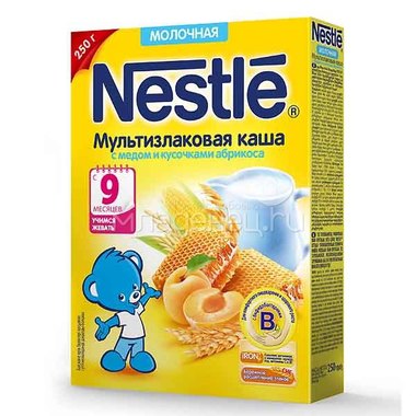 Каша Nestle молочная 250 гр Мультизлаковая с медом и кусочками абрикоса (с 9 мес) 0