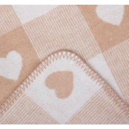 Одеяло Споки Ноки хлопковое подарочная упаковка Сердечки в квадратах Бежевый