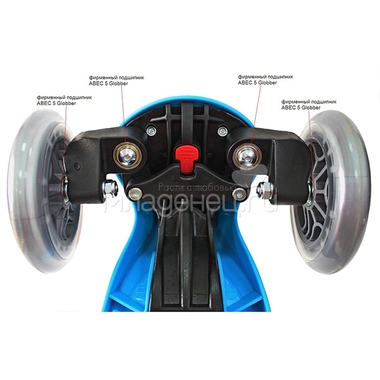 Самокат Globber Primo Plus Titanium с 3 светящимися колесами Neon Blue 8