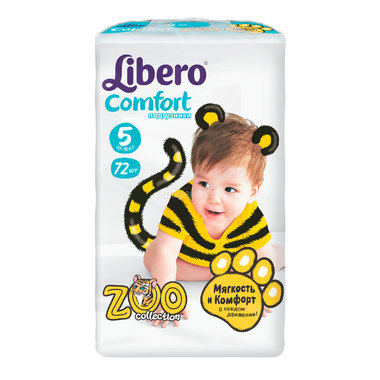 Подгузники Libero Comfort Zoo Collection Size 5 (10-16кг) 72 шт 0