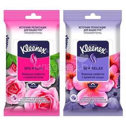 Салфетки влажные Kleenex SPA RELAX с ароматом розы или сакуры 10 шт