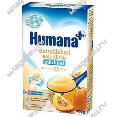 Каша Humana безмолочная 200 гр Рисовая с тыквой (с 5 мес) 0