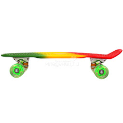 Скейтборд RT Classic 26" 68х19 YWHJ-28 пластик со светящимися колесами Зеленый/Оранжевый/Красный