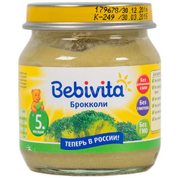 Пюре Bebivita овощное 100 гр Брокколи (с 5 мес)