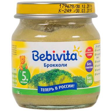 Пюре Bebivita овощное 100 гр Брокколи (с 5 мес) 0