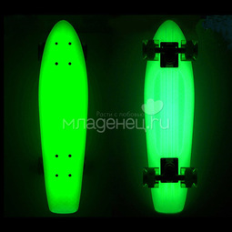 Скейтборд Y-SCOO Big Fishskateboard GLOW 27" винил 68,6х19 с сумкой Green/Green
