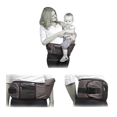Хипсит Чудо-Чадо Пояс для ношения ребенка (с сиденьем) с 6 мес до 3 лет коричневый/клетка 1
