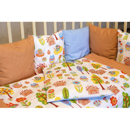 Комплект в кроватку ByTwinz с бортиками-подушками 6 предметов Совы