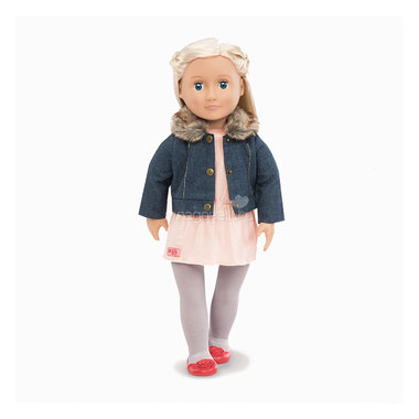 Одежда Our Generation для куклы 46 см Джинсовая куртка с меховым воротничком туника легинсы балетки 1