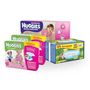 Набор Huggies для девочек Ультра-Комфортный Размер 4 0