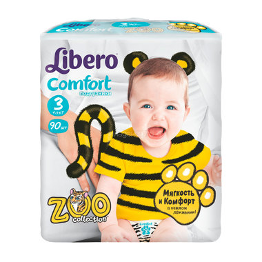 Подгузники Libero Comfort Zoo Collection Size 3 (4-9кг) 90 шт 0