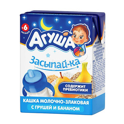 Каша Агуша Засыпай-ка молочная 200 гр Злаковая с грушей и бананом (с 6 мес)