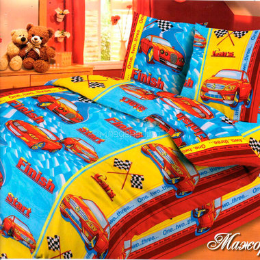 Комплект постельного белья детский Letto с наволочкой 50х70 Ралли Красный 0
