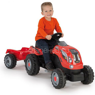 Трактор педальный Smoby XL с прицепом Красный 142х44х54.5 см 4