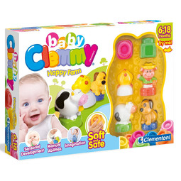 Мягкий конструктор Baby Clemmy Веселая ферма: 4 фигурки, 9 мягких кубиков, 1 трактор