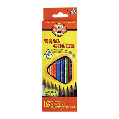 Набор карандашей цветных KOH-I-NOOR TRIOCOLOR 18 цветов 0