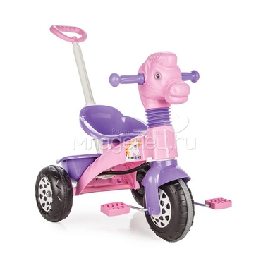 Велосипед трехколесный Pilsan "Pony Bike" с родительской ручкой Розово-фиолетовый 0