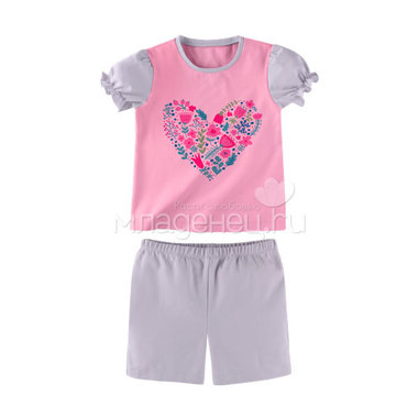Комплект для девочки Наша Мама (футболка, шорты) рост 104 розовый с светло-серым 0